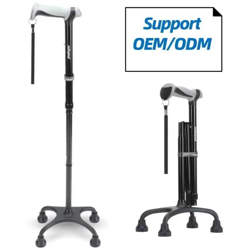 Portable Aluminium Four-legged Folding Walking Stick, with A Weight Capacity of 300 Pounds, Suitable for Women and The Elderly