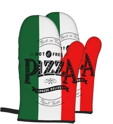Italian Flag Pizza Oven Mitts 2 Pcs Kitchen Oven Gloves Pairs Heat Resistant Waterproof and Durable for Cooking Baking Grilling
