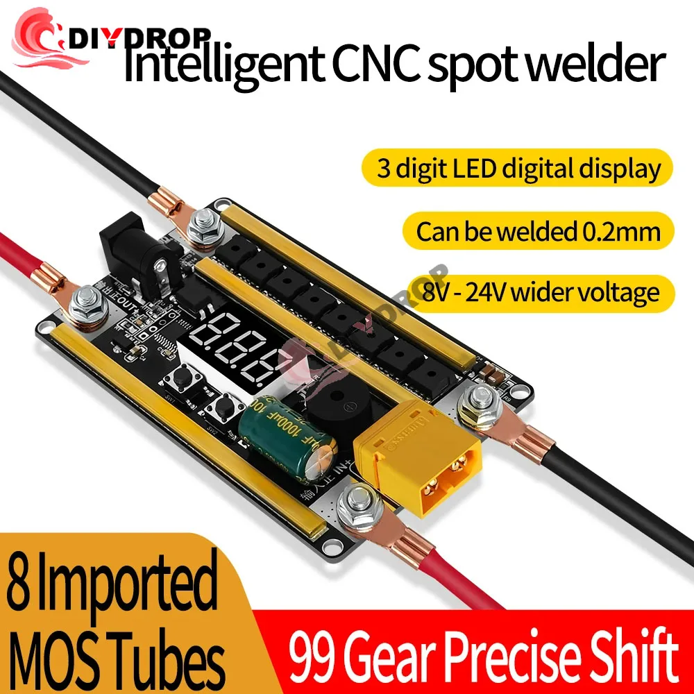 99 Gears Spot Welder Kit 8V-24V Digital Power Adjustable Spot Welding Pen Control Board Nickel Sheet For 18650 Lithium Battery