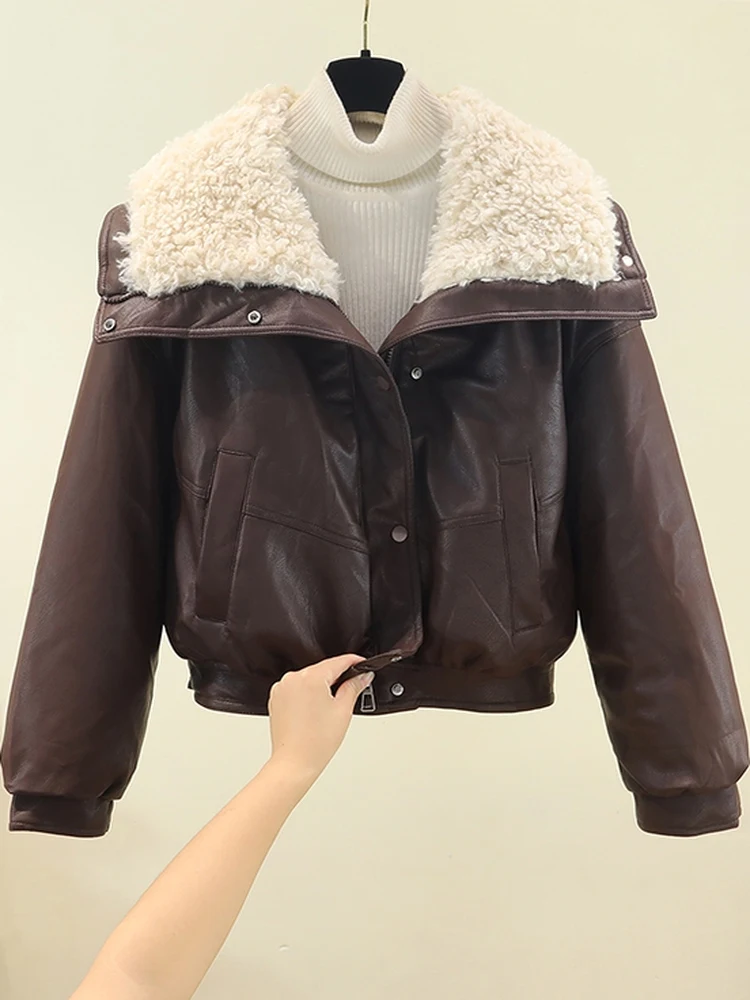 

Новое женское хлопковое пальто Cé Brown Wa-Free с большим воротником, корейская версия, для повседневной носки, зима