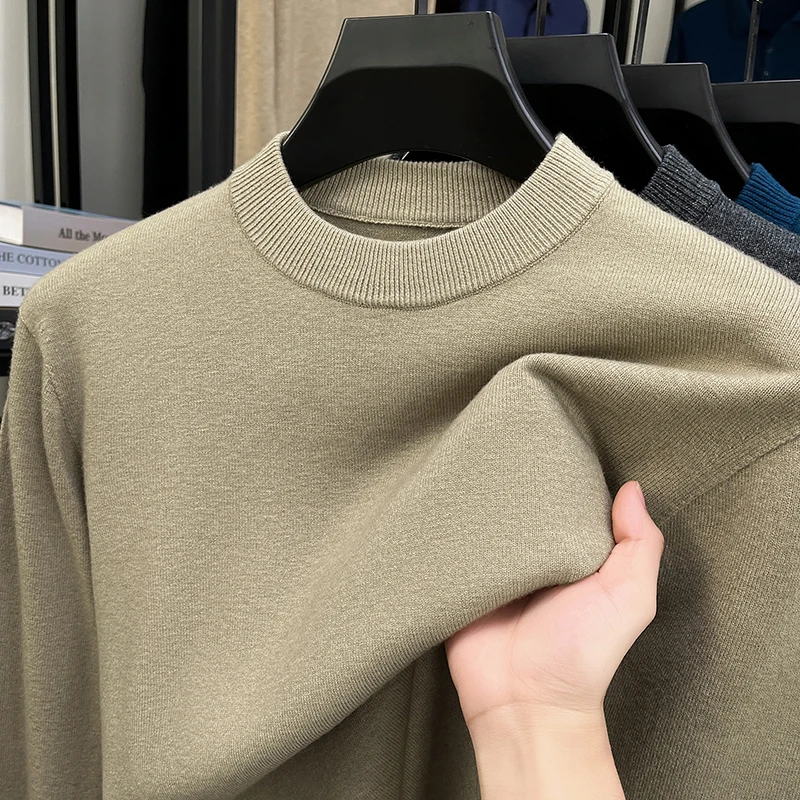 سترة محبوكة للرجال ذات جودة عالية بلون سادة موضة جديدة خفيفة الوزن ومريحة للخريف والشتاء كاجوال متعددة الاستخدامات برقبة دائرية #4