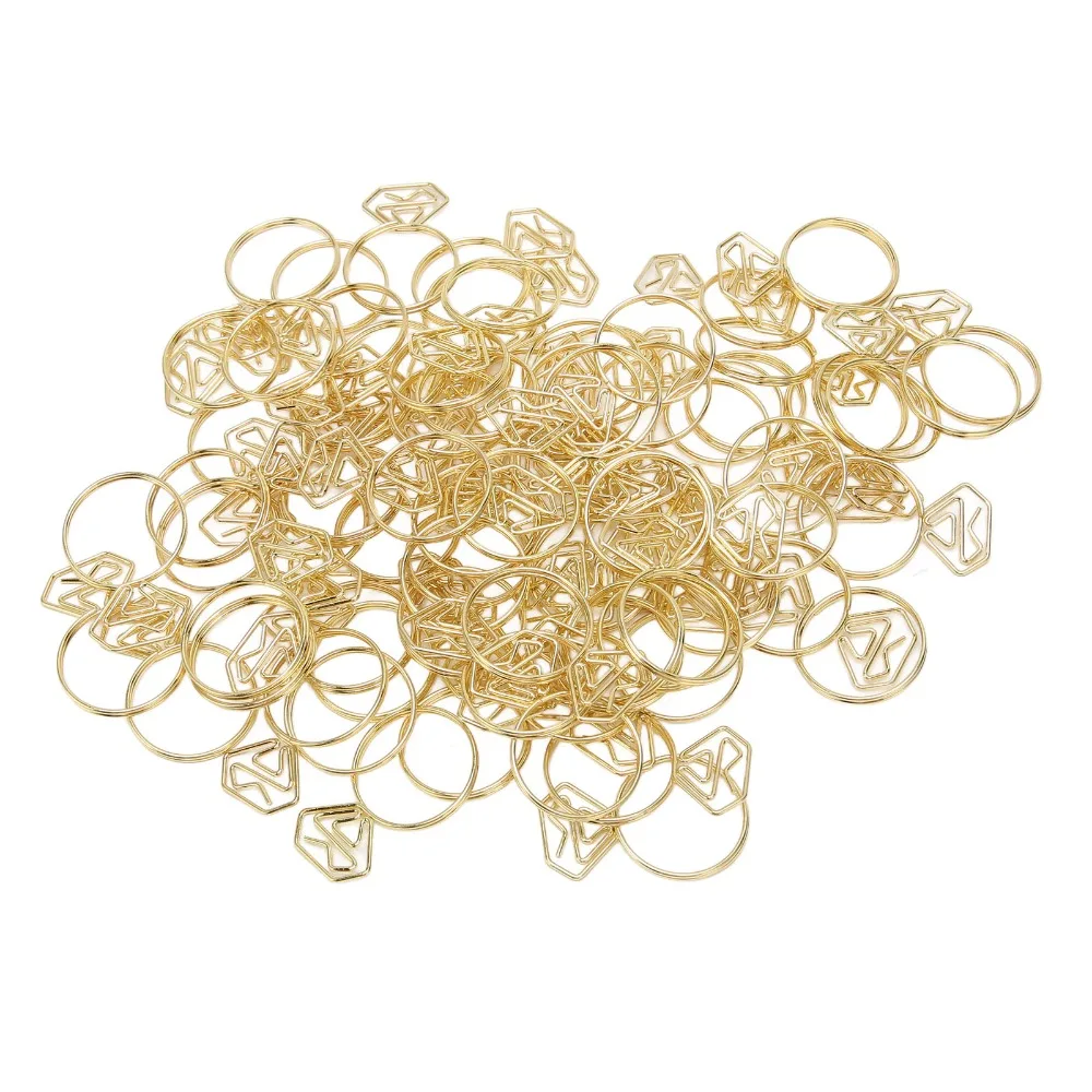 80Pcs Ring Shape Ring Shape Paper Clips Gold Electroplating Metal Cute Paper Clips with Storage Box Multifunction
