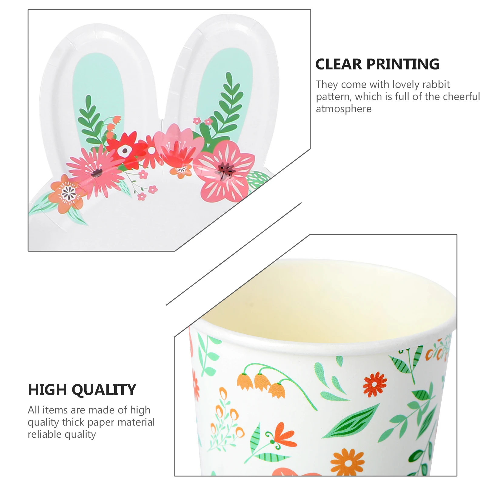 

Набор из 8 предметов для украшения вечеринки, бумажная посуда с рисунком кролика, экологически чистые одноразовые принадлежности для сбора пикника, барбекю