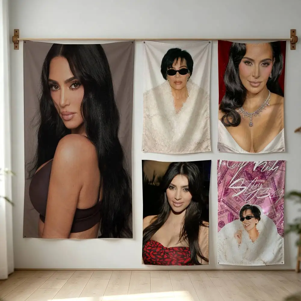 K-Kim K-Kardashian Funny Meme Flag Digital Printing Banner for Garage Wall Out Door Decoration