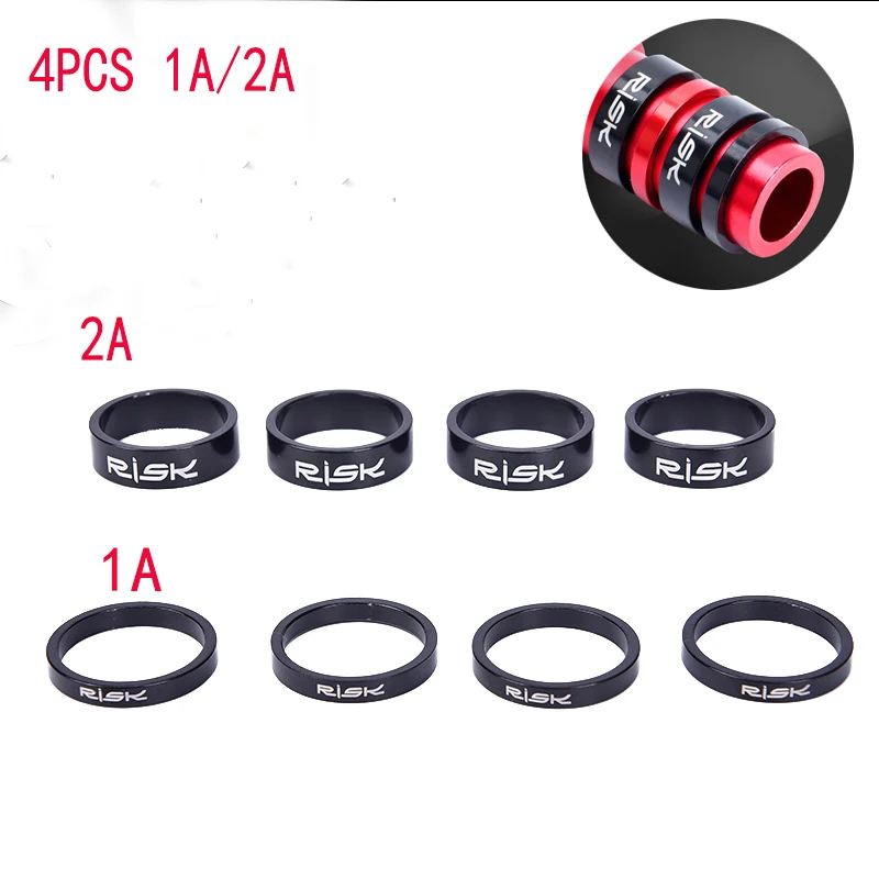 4Pcs 5/10mm Bike Bicycle Fork Washer Stem Headset Spacers Raise Handlebar Ring Cycling Accessories Adjustment Aluminum Alloy