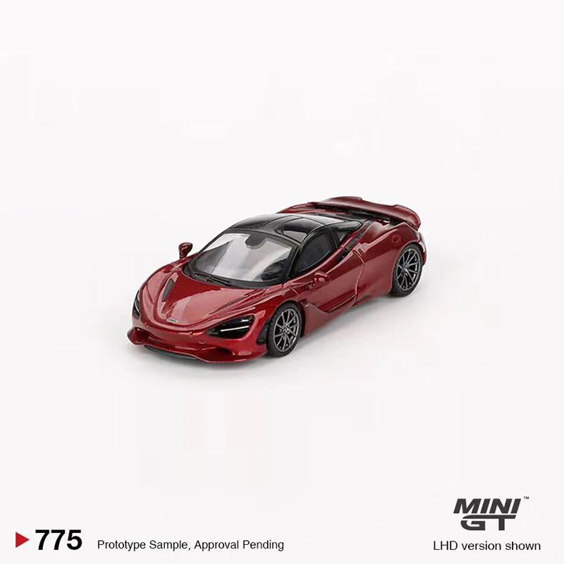 MINIGT 1:64 modello di auto McLa 750S veicolo sportivo pressofuso in lega #775 amaranto rosso