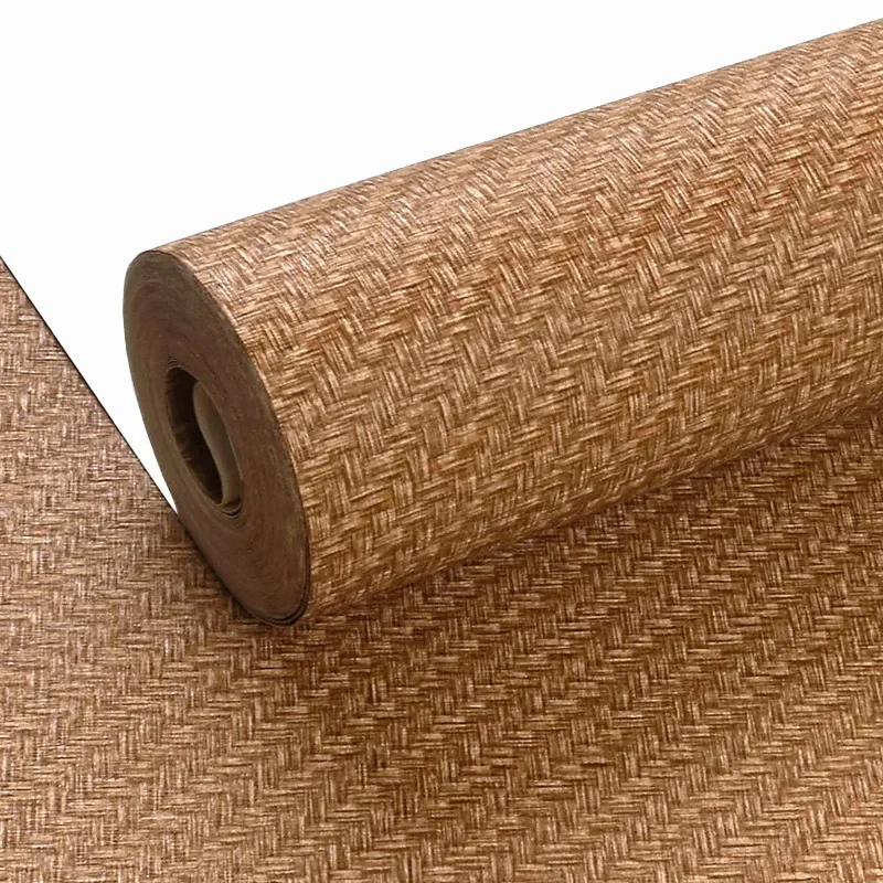 Solid color plain color linen cloth pattern imitation straw wallpaper tea house restaurant brush glue non-self-adhesive