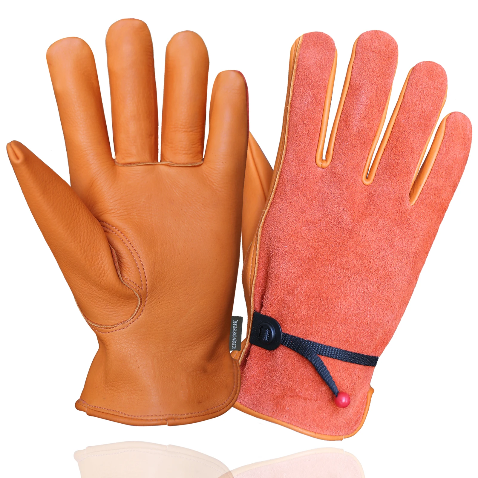 Leather Work Gloves for Gardening/Cutting/Construction，Cowhide Work Gloves  Driver Gloves for Men & Women