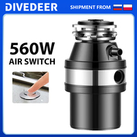 DIVEDEER 220V 560W Waste Disposal Kitchen Sink Sewer Food Household Food Shredder Life Rubbish Disposal Machine