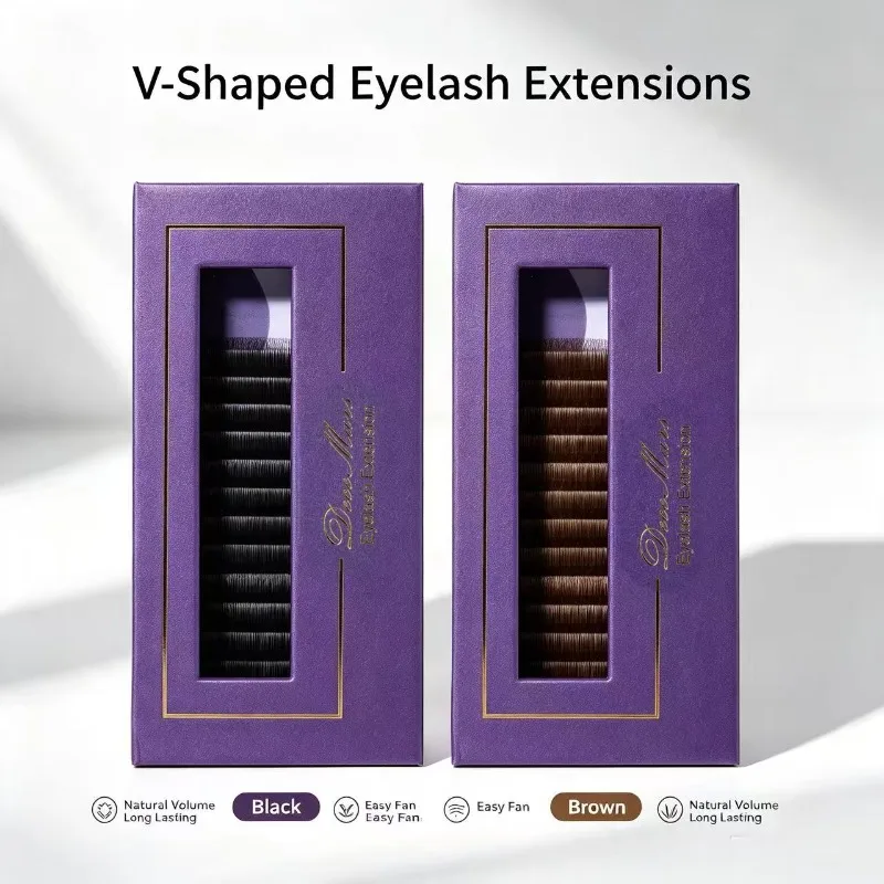 V-shaped 5D Brown Eyelash Extension 12 Rows/tray