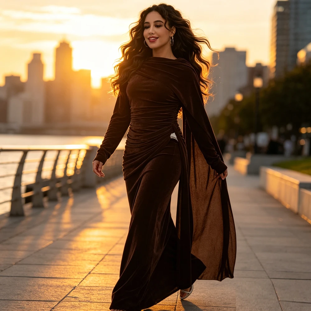 

Dubai Abaya Turkey Kaftan Women Muslim Maxi Dress Pleated Evening Party Gown Long Shawl Cape Abayas Caftan Femme Robe Jalabiya