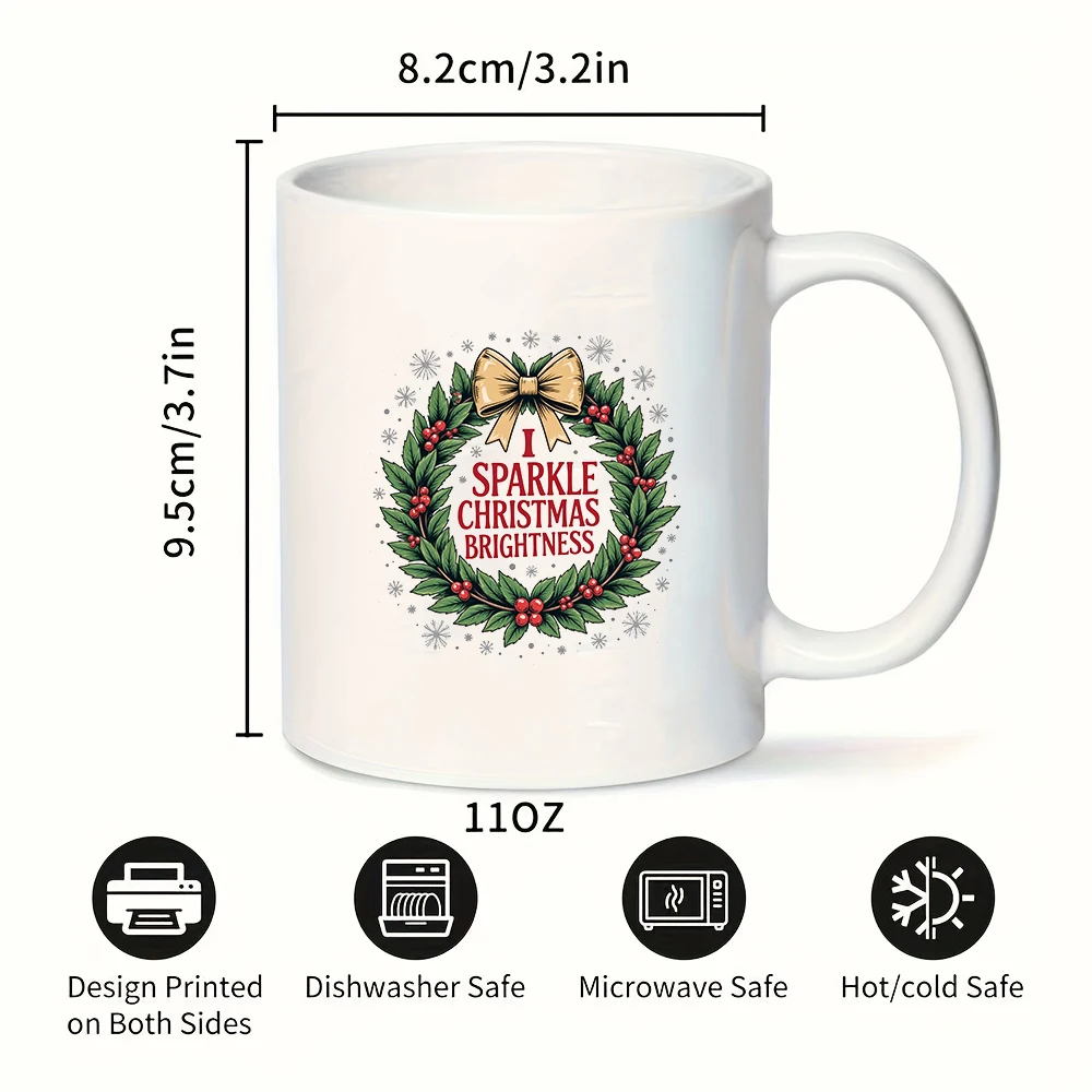 11オンス マグカップ + シャイニー クリスマス リボンリーフ カップ + キッズカップ + ファミリーオフィス コーヒーカップ + ホリデーギフトセット