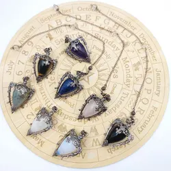 Rock Crystal Pendulum for Divination Dowsing Natural Stone Pendant Quartz Pendulum Amethysts Obsidian Spiritual Pendulos X210