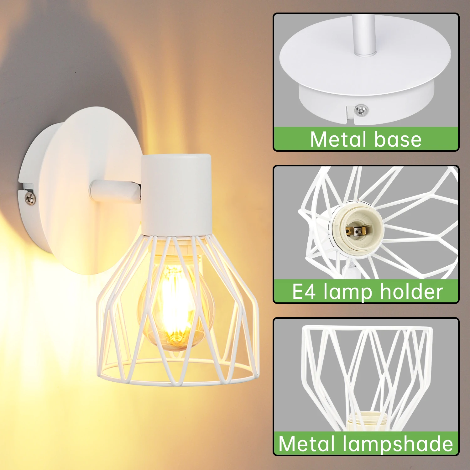 Imagem -04 - Kimjo-refletor Ajustável para Iluminação Interna Luz de Parede E14 Luz de Teto Mancha Branca e Preta sem Lâmpada Base E27