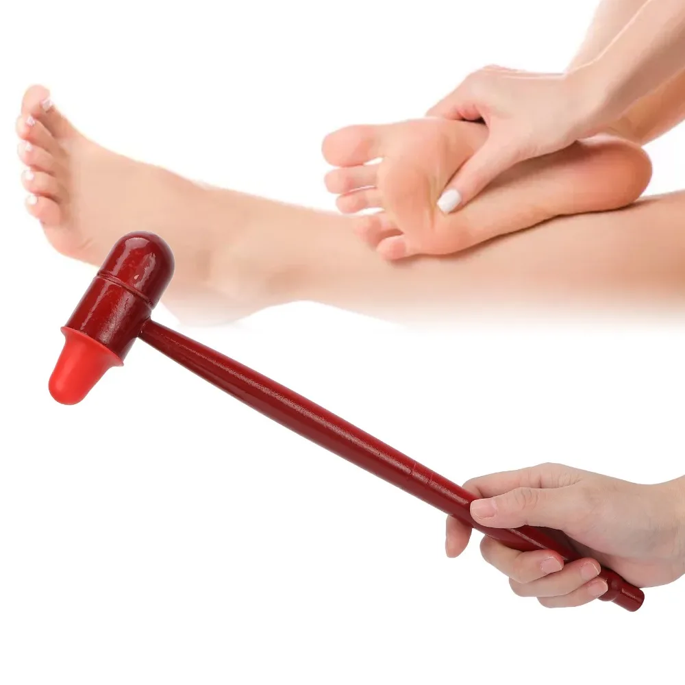 Portable Wooden Handle Massage Hammer Rubber Head Ergonomic Massage Stick Foot Massager Daily