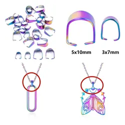 10-50pcs New Rainbow Color Stainless Steel Clasps Bails Charm Melon Seeds Buckle Pendant DIY Necklace Connectors Jewelry Finding