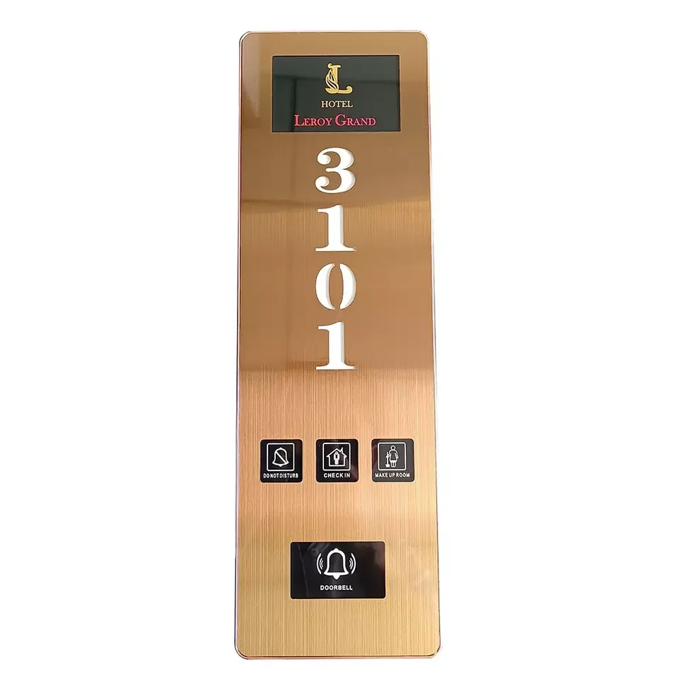 Customized hotel Doorplate Metal LED touch doorbell LOGO Room Number Sign Electronic Do not disturb room status panel