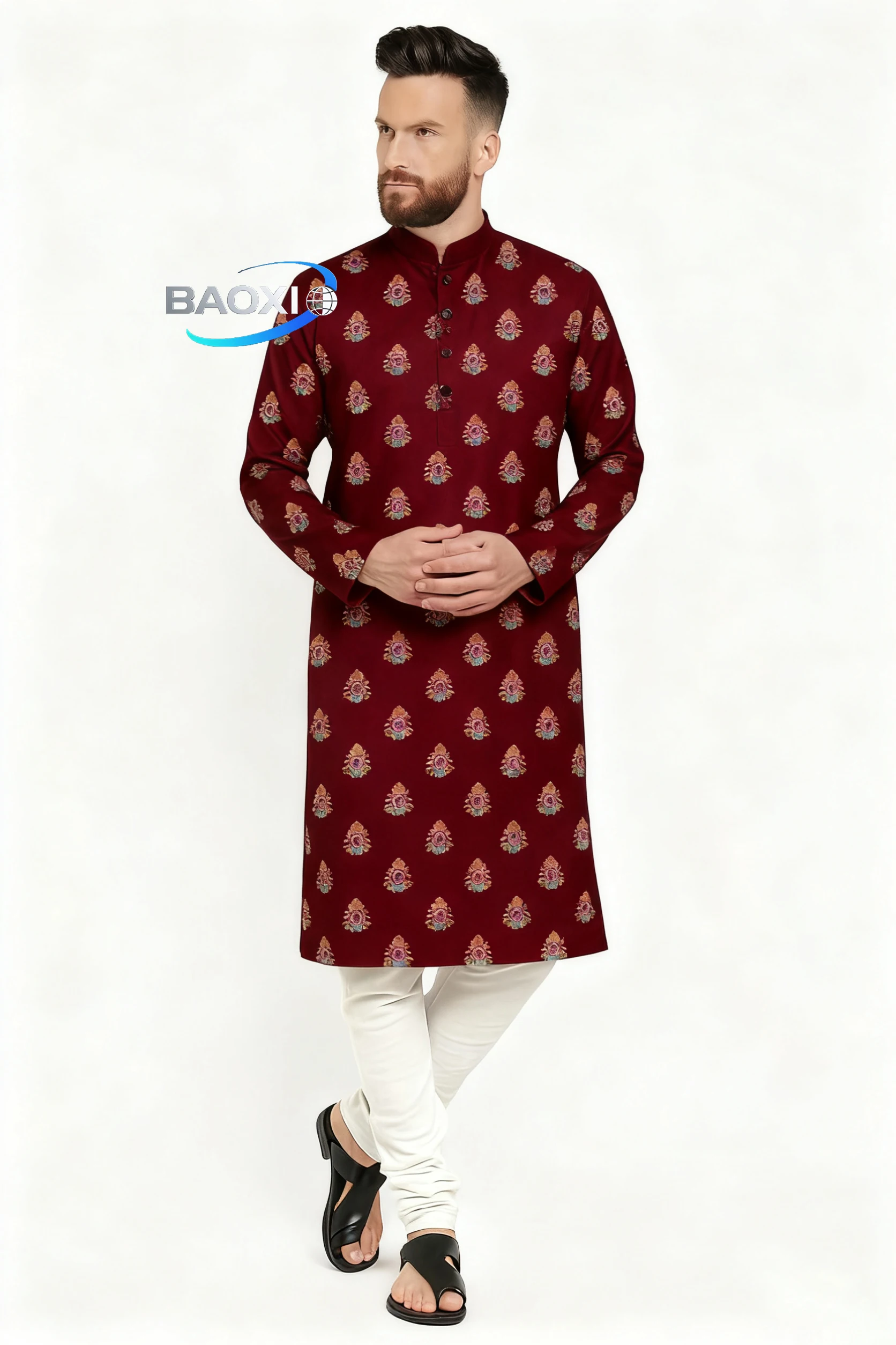 Kurt men's printed pattern kurta vardha fashionable and comfortable fit long robe suitable for all occasions2026