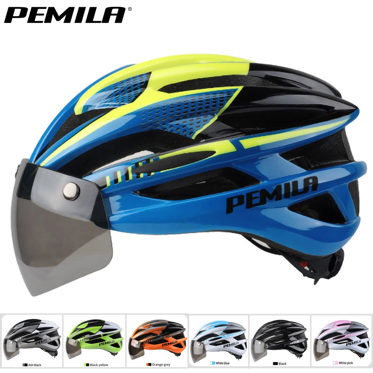 PEMILA Cycling Helmet Man Women Goggle E-bike Helmet Road Mountain Bike Helmet Lens For Riding Bicycle Sports Skateboard Scooter