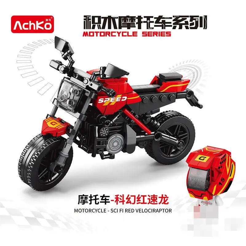 2023  City Motorcycle Model Building Blocks Speed Racing Car Moto Vehicle MOC Motorbike Bricks Kits Toys For Children Gifts