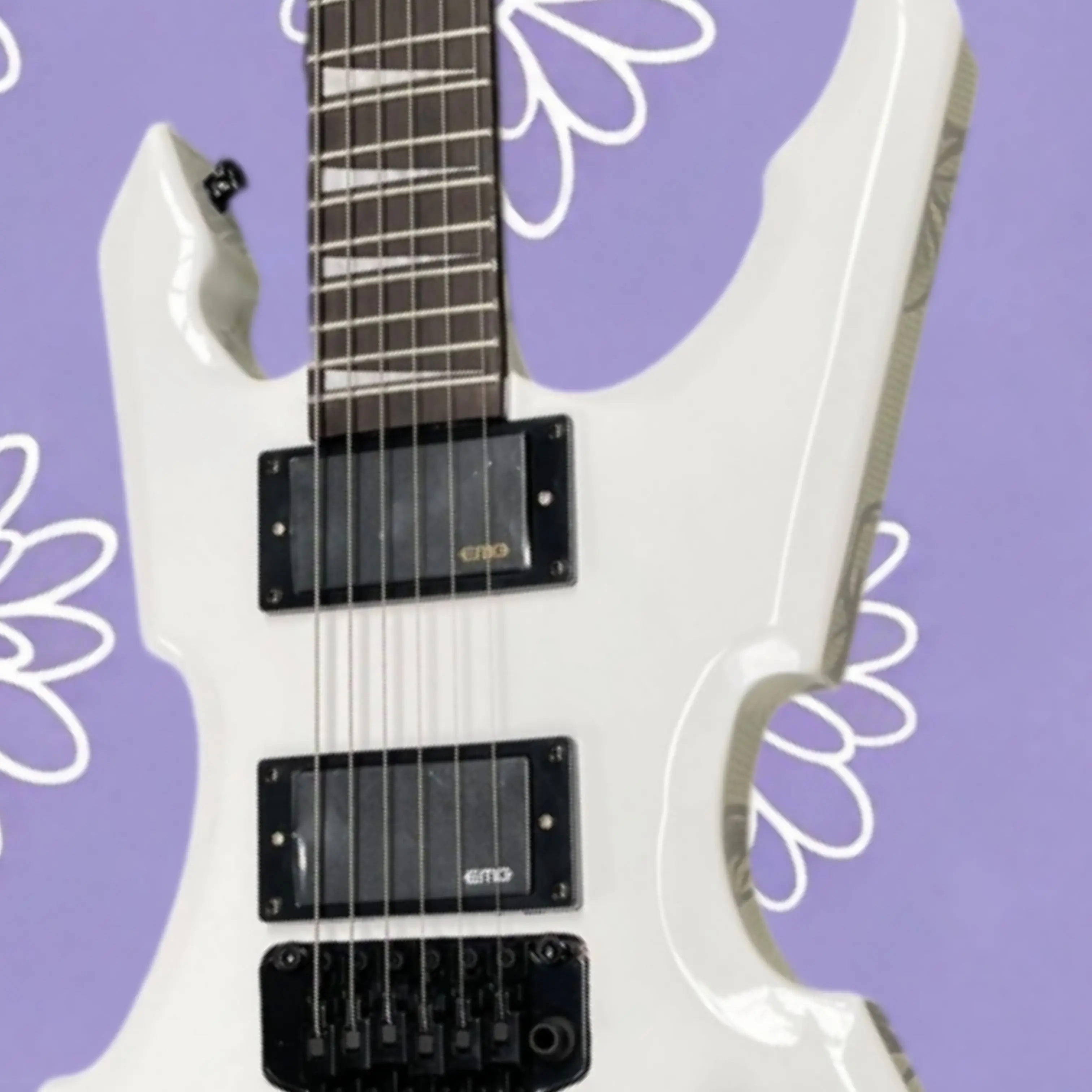Pure White Irregular Shape Electric Guitar, High Gloss Finish,Black Hardware Guitars, for Heavy Metal Stage Performance Guitarra