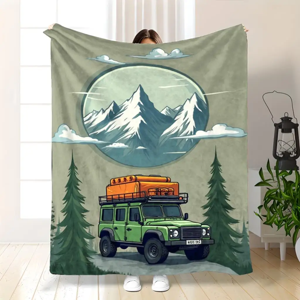 Mountain Explorer Design Pattern Flannel printed blanket suitable for all seasons suitable for living room office sofa travel