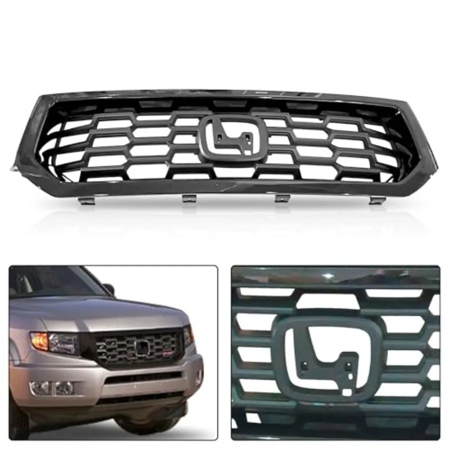 Glänzend schwarze Frontstoßstangengrill-Baugruppe für 2012 2013 2014, Honda Ridgeline, langlebiges Kfz-Außen-Upgrade für Enhanced Ve