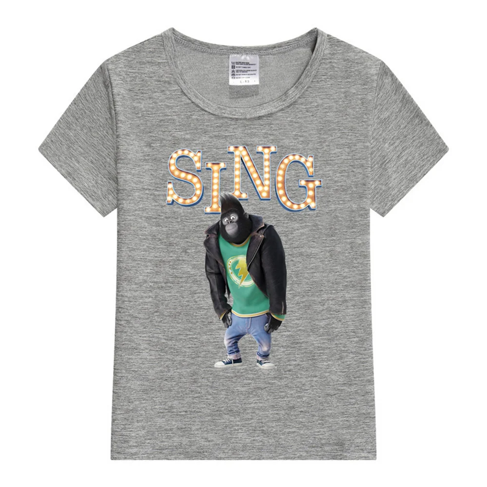 Johnny Gorilla Sing T-shirt Kids Sing Movies TShirts Summer Short Sleeve Top Hip Hop Streetwear Boys Girls Harajuku Fashion Tees