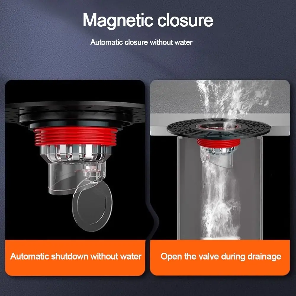 With Grid Grate Cover Shower Floor Drain Core Backflow Preventer Dectable Sink Strainer Insect Proof Anti Blocking