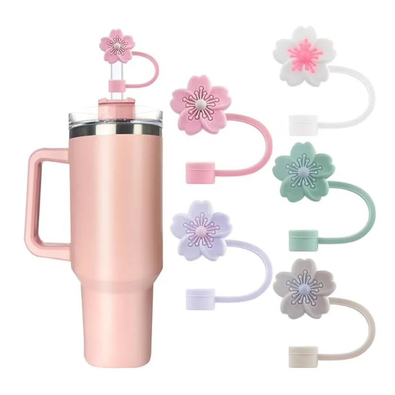 

2pcs Straw Cover Cap for Stanley Cup Accessories,Lids Flowers Tip Covers Silicone Straw Topper 10mm Reusable Straw Tips