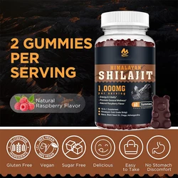 Gummies 1000mg - Pure Himalayan Organic for Men, Women 85+ Trace Minerals Shilajit Resin with Ashwagandha, Maca, Black Seed Oil