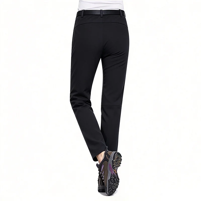 LNGXO Women's Fleece Pants Winter Warm Waterproof Outdoor Soft Shell Pants Camping Trekking Skiing Mountaineering Rain Trousers