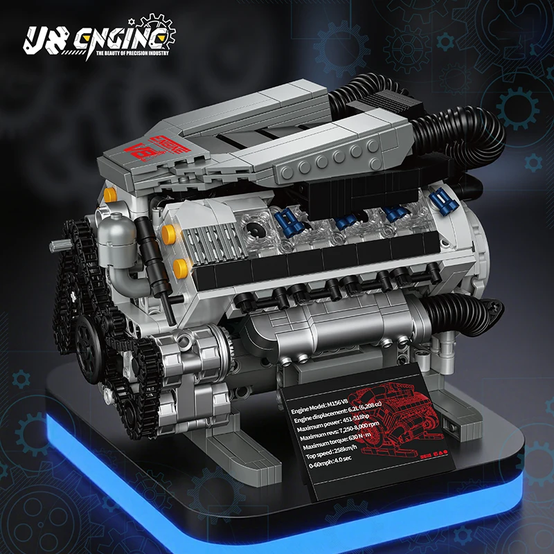 36303 931ピース V8エンジン モータライズドシミュレーションブロックモデル 電動駆動MOCビルディングブロック テクニカルDIYおもちゃ ホリデーキッズギフト