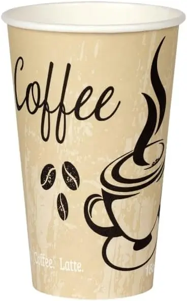 Disposable Coffee Cups, To Go Paper Hot Cups, Classic Design (16 OZ, 100 Count) For Hot Beverages, Coffee, Tea, Espresso