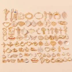 30pcs Mixed Gold Color Charms Alloy Star Moon Sun Crown Cross Animal Hearts Pendants for DIY Handmade Jewelry Making Accessories