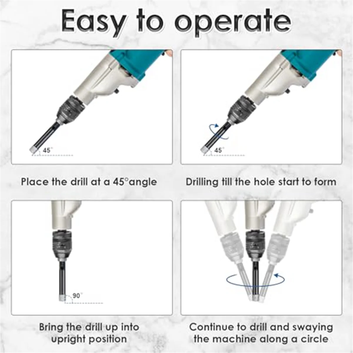 10Pcs Dry Diamond Drill Bits Set,3/16Inch 1/4Inch 5/16Inch 3/8Inch 1/2Inch for Granite Ceramic Marble Glass,Not for Wood