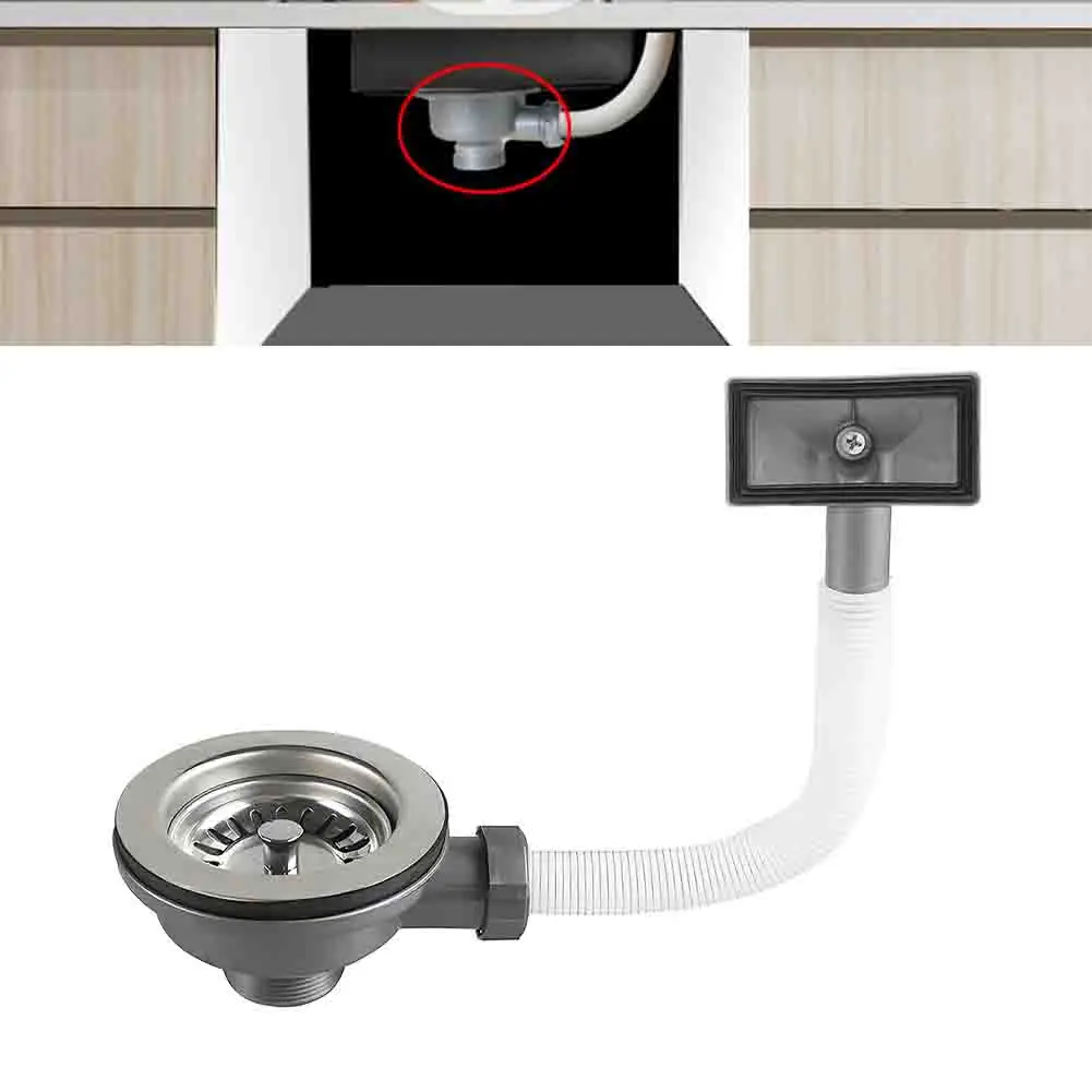 Sink Drain Fitting Strainer Basket Valve Stainless-Steel With Overflow 114-mm Home Improvement Plumbing Fixtures