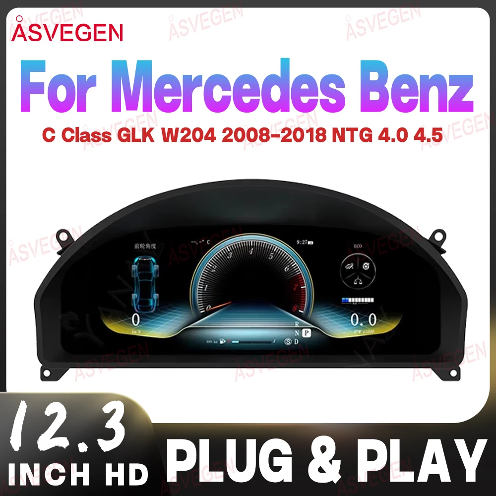 

12,3-дюймовый цифровой дисплей для Mercedes Benz C-класса GLK W204 2008-2018 NTG 4.0 4.5, виртуальная приборная панель, LCD-спидометр