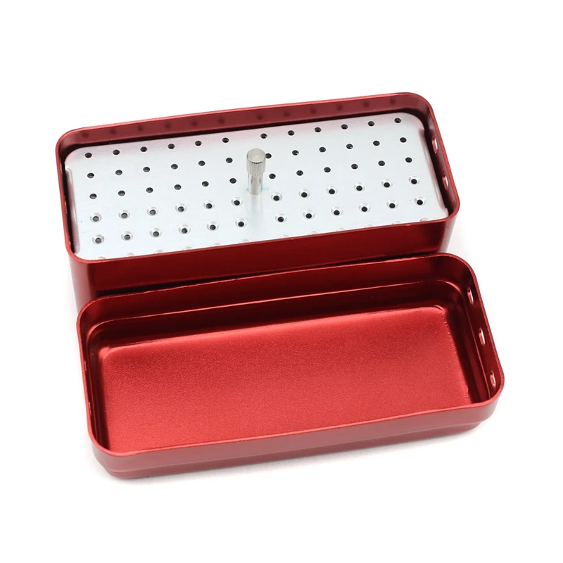 1Pcs Dental 72 Holes Endo Box Aluminum Disinfection Box Autoclave Case Diamond Bur Holder Dental Tools