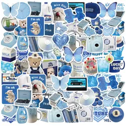 Etori Life 50pcs Cartoon Cute Blue Element Object Exquisite Patterns Student DIY Mobile Phones, Laptops Decoration Stickers