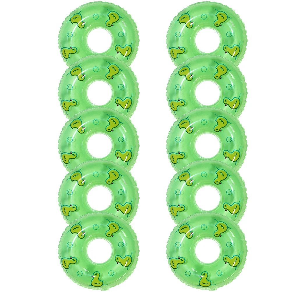 

10 Pcs Car Decor Duckling Swimming Ring Mini House Decors Miniature Rings Bobblehead Small Green Plaything Simulated Child