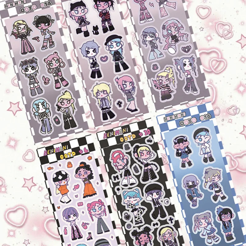 Korean Cartoon Cute Sweet Cool Character Bad Girl Stickers Hand Account Planner Diary Notebook Scrapbook DIY Decorative Stickers