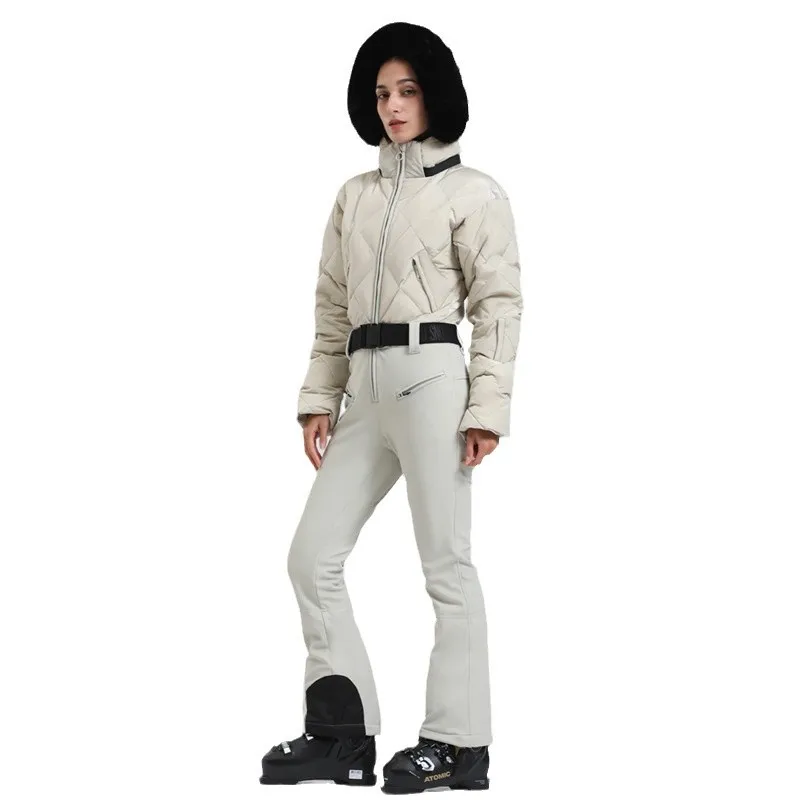Gsou Snow Winter Women\'s Warm Down Snowsuit Outdoor Skiing Warm Waterproof Windproof Snowboard One-piece Suit Fashion Ski Suit