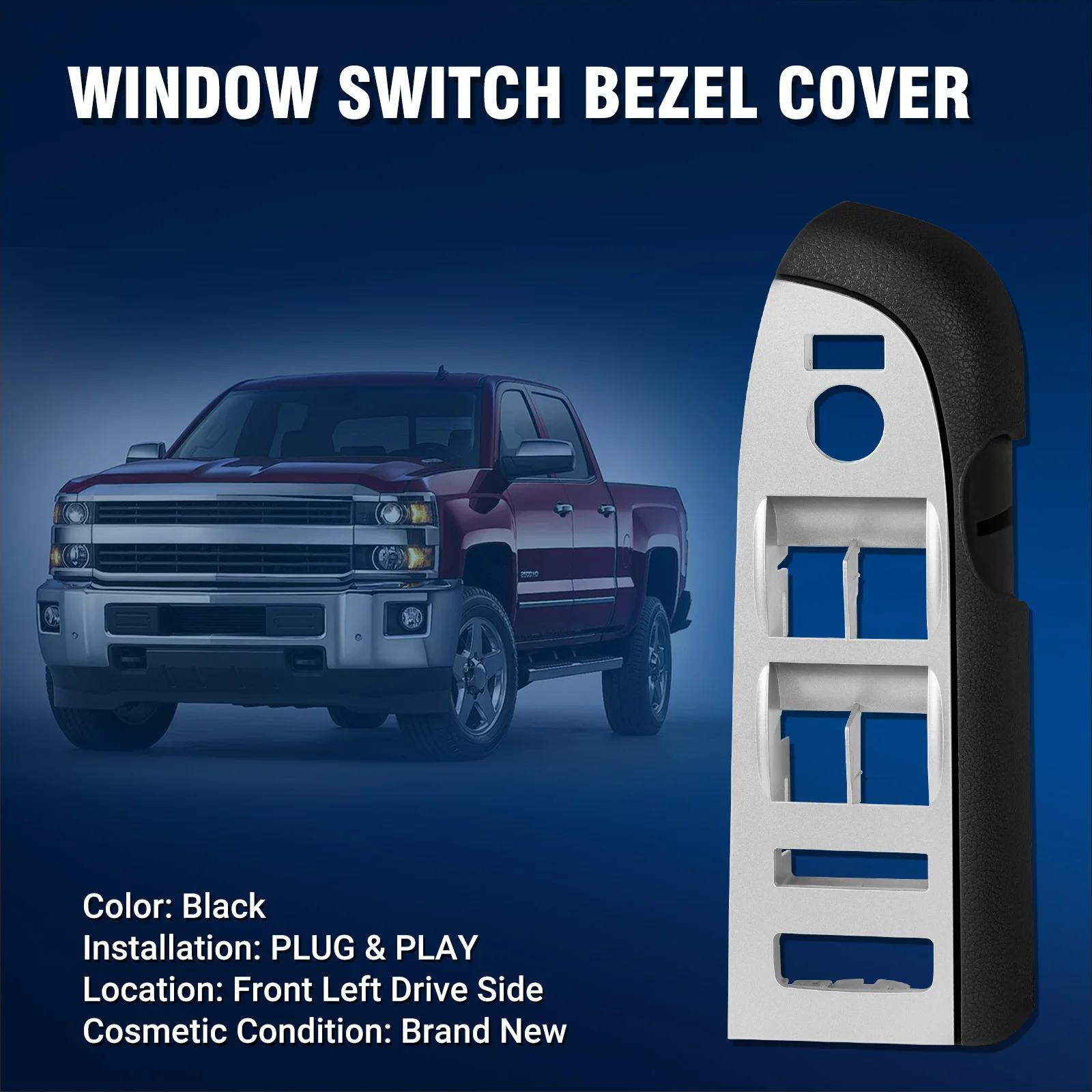 22968506 20945129 نافذة التبديل الحافة غطاء الجبهة اليسرى التحكم لوحة التبديل الكسوة ل 2010-2013 2014 تشيفي سيلفرادو جي إم سييرا #5