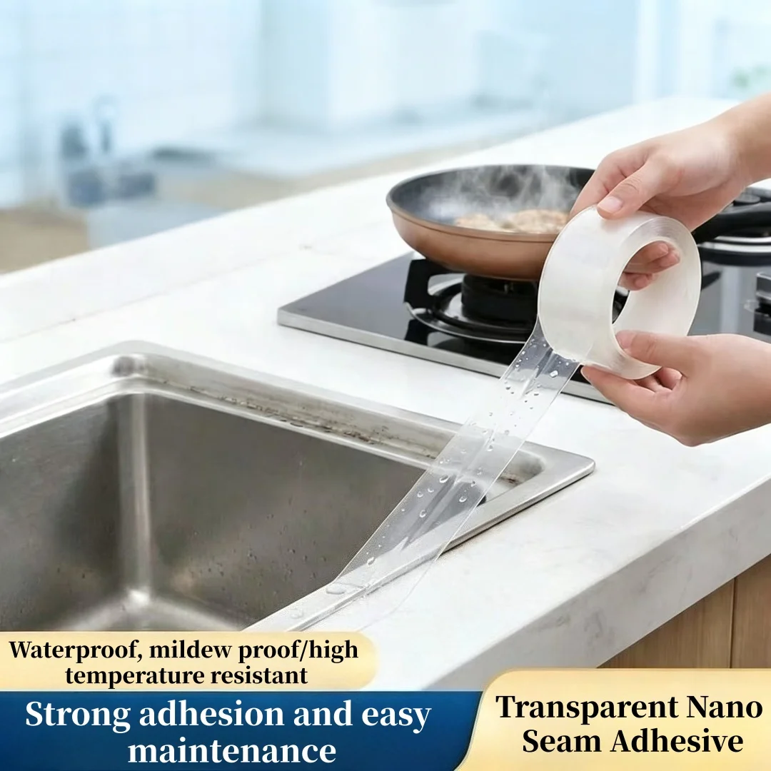 Single sided nano anti mold tape, waterproof, residue free, no damage, suitable for kitchen, sink, door and window gaps