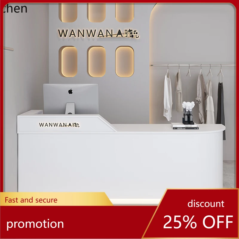 HT modern simple clothing store stainless steel bar barber shop checkout page curved small bar