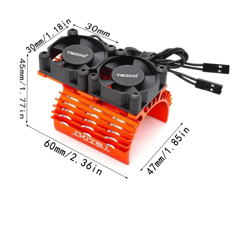 RC Motor Heatsink Dual 27000RPM Cooling Fan for 1/7 1/8 Arrma Trxs RC Car Fit 4068 4074 4092 4268 4274 40-42mm Motors