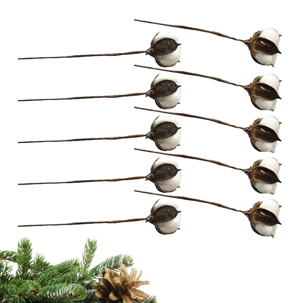 

10Pcs Dried Cotton Stems 30cm Lifelike Artificial Flower Decor for Home Wedding Floral Arrangement Party Decoration