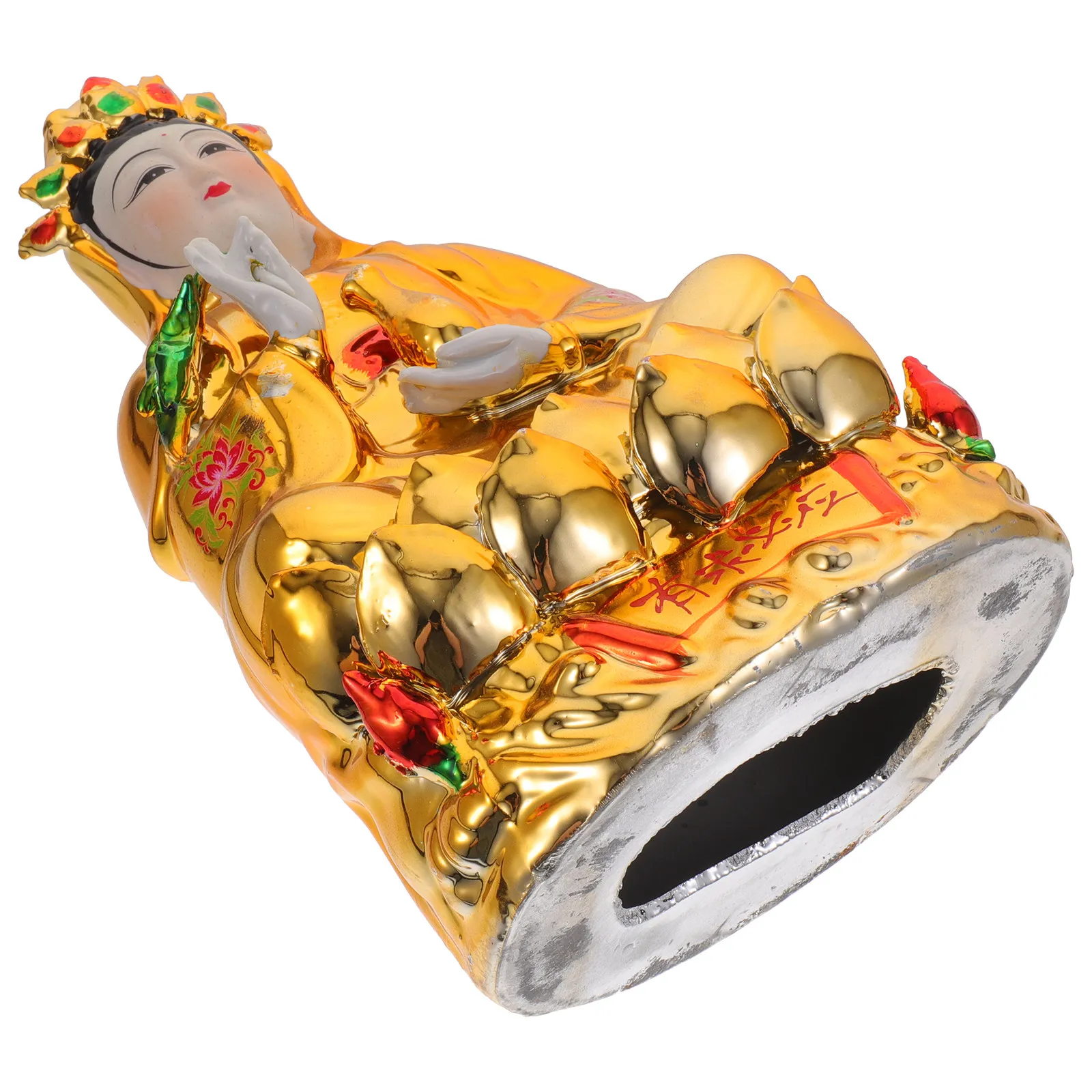 

Ceramic Avalokitesvara Buddha Ornament Exquisite Workmanship Style Tabletop Decor for Home Office Desktop Decoration