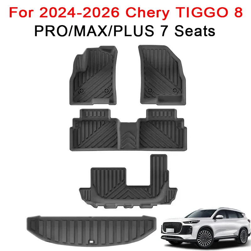 

for 2024-2026 Chery TIGGO 8 PRO / MAX / PLUS 7 Seats Car Floor Mats LHD TPE Cargo Liner Waterproof Floor Liners RHD Trunk Mats